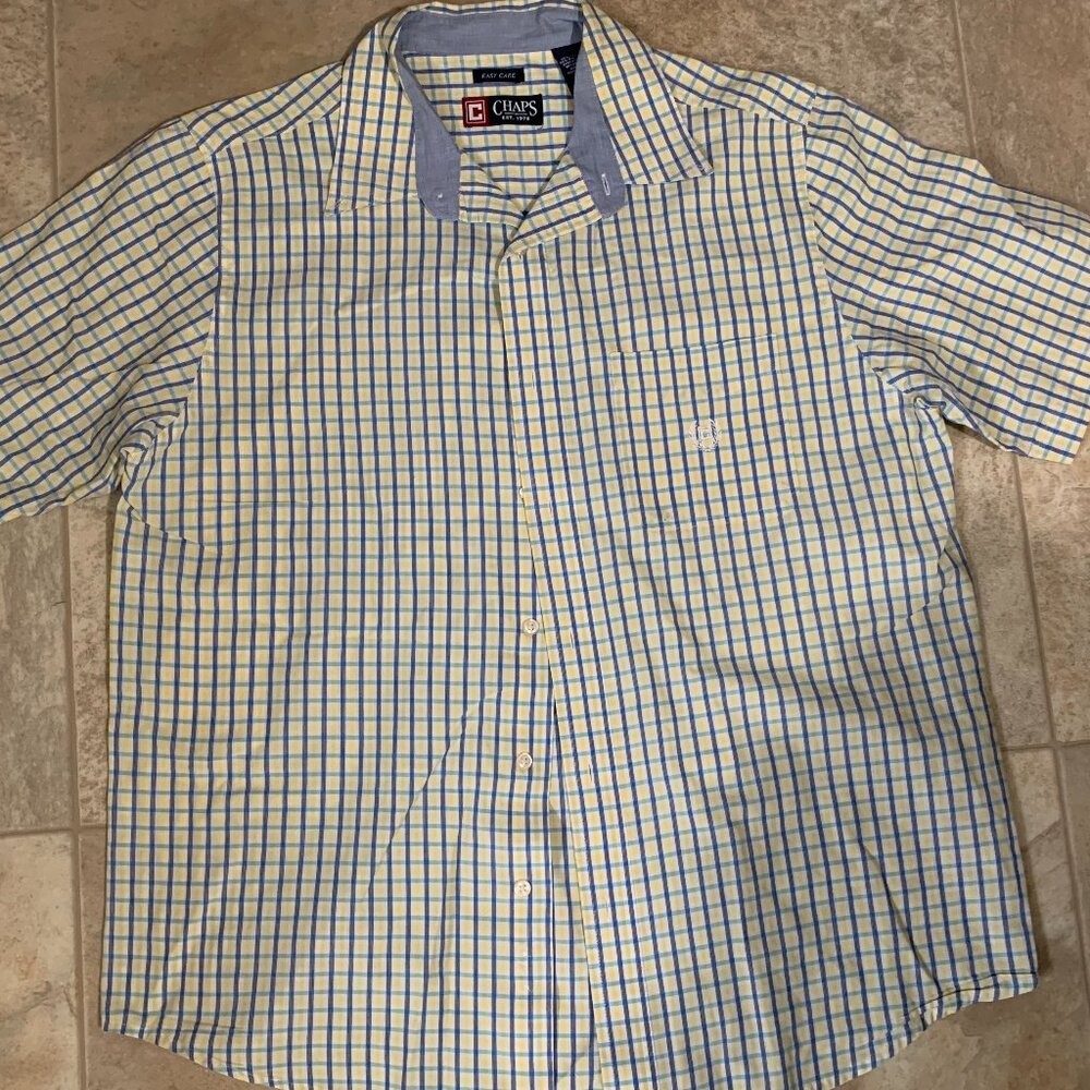 men's large chaps short sleeve button shirt